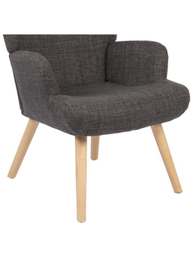 Πολυθρόνα-Μπερζέρα Gerlina Pakoworld Ανθρακί Ύφασμα με Πόδι σε Φυσική Απόχρωση 71x64x94εκ