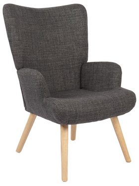 Πολυθρόνα-Μπερζέρα Gerlina Pakoworld Ανθρακί Ύφασμα με Πόδι σε Φυσική Απόχρωση 71x64x94εκ