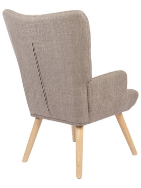 Πολυθρόνα-Μπερζέρα Gerlina Pakoworld Γκρι-Μπεζ Ύφασμα με Πόδι σε Φυσική Απόχρωση 71x64x94εκ