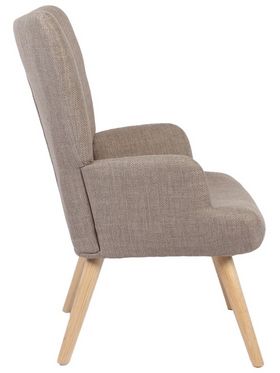 Πολυθρόνα-Μπερζέρα Gerlina Pakoworld Γκρι-Μπεζ Ύφασμα με Πόδι σε Φυσική Απόχρωση 71x64x94εκ