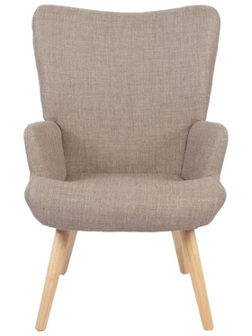 Πολυθρόνα-Μπερζέρα Gerlina Pakoworld Γκρι-Μπεζ Ύφασμα με Πόδι σε Φυσική Απόχρωση 71x64x94εκ