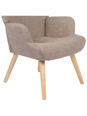 Πολυθρόνα-Μπερζέρα Gerlina Pakoworld Γκρι-Μπεζ Ύφασμα με Πόδι σε Φυσική Απόχρωση 71x64x94εκ