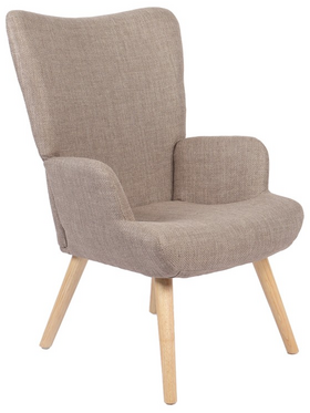 Πολυθρόνα-Μπερζέρα Gerlina Pakoworld Γκρι-Μπεζ Ύφασμα με Πόδι σε Φυσική Απόχρωση 71x64x94εκ