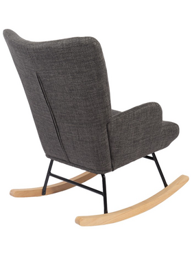 Κουνιστή Πολυθρόνα Jianna Pakoworld Ανθρακί Ύφασμα με Πόδι σε Φυσική Απόχρωση 79x64x89εκ