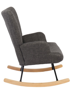 Κουνιστή Πολυθρόνα Jianna Pakoworld Ανθρακί Ύφασμα με Πόδι σε Φυσική Απόχρωση 79x64x89εκ