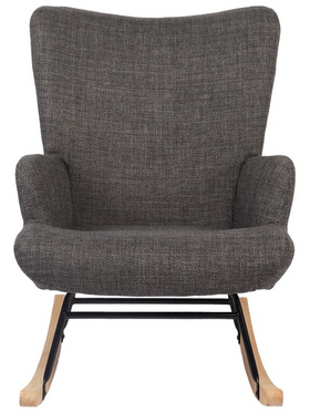 Κουνιστή Πολυθρόνα Jianna Pakoworld Ανθρακί Ύφασμα με Πόδι σε Φυσική Απόχρωση 79x64x89εκ