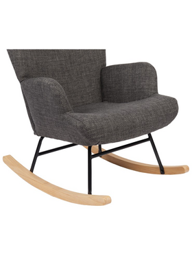 Κουνιστή Πολυθρόνα Jianna Pakoworld Ανθρακί Ύφασμα με Πόδι σε Φυσική Απόχρωση 79x64x89εκ