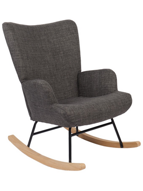 Κουνιστή Πολυθρόνα Jianna Pakoworld Ανθρακί Ύφασμα με Πόδι σε Φυσική Απόχρωση 79x64x89εκ