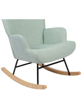 Κουνιστή Πολυθρόνα Jianna Pakoworld Μέντα Ύφασμα με Πόδι σε Φυσική Απόχρωση 79x64x89εκ