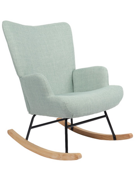 Κουνιστή Πολυθρόνα Jianna Pakoworld Μέντα Ύφασμα με Πόδι σε Φυσική Απόχρωση 79x64x89εκ