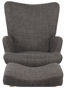 Πολυθρόνα-Μπερζέρα με Υποπόδιο Gerlina Pakoworld Ανθρακί Ύφασμα με Πόδι σε Φυσική Απόχρωση 71x64x94εκ