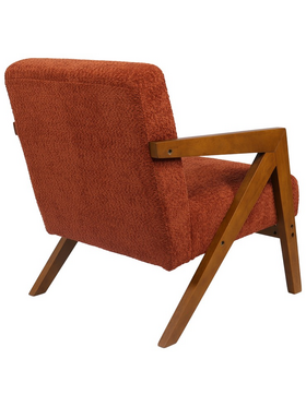 Πολυθρόνα Garifa Pakoworld Terracotta Ύφασμα με Πόδι σε Καρυδί Απόχρωση 79x75x75εκ