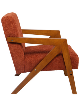 Πολυθρόνα Garifa Pakoworld Terracotta Ύφασμα με Πόδι σε Καρυδί Απόχρωση 79x75x75εκ