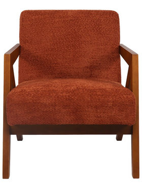 Πολυθρόνα Garifa Pakoworld Terracotta Ύφασμα με Πόδι σε Καρυδί Απόχρωση 79x75x75εκ