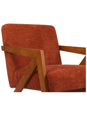 Πολυθρόνα Garifa Pakoworld Terracotta Ύφασμα με Πόδι σε Καρυδί Απόχρωση 79x75x75εκ