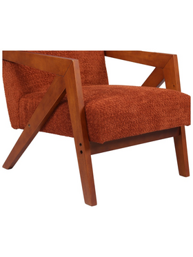 Πολυθρόνα Garifa Pakoworld Terracotta Ύφασμα με Πόδι σε Καρυδί Απόχρωση 79x75x75εκ