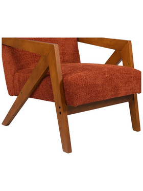 Πολυθρόνα Garifa Pakoworld Terracotta Ύφασμα με Πόδι σε Καρυδί Απόχρωση 79x75x75εκ