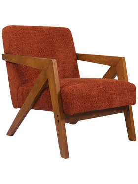 Πολυθρόνα Garifa Pakoworld Terracotta Ύφασμα με Πόδι σε Καρυδί Απόχρωση 79x75x75εκ