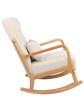 Κουνιστή Πολυθρόνα Edeldy Pakoworld Κρεμ Ύφασμα με Πόδι σε Φυσική Απόχρωση 102x66x99εκ