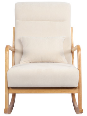 Κουνιστή Πολυθρόνα Edeldy Pakoworld Κρεμ Ύφασμα με Πόδι σε Φυσική Απόχρωση 102x66x99εκ