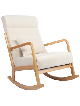 Κουνιστή Πολυθρόνα Edeldy Pakoworld Κρεμ Ύφασμα με Πόδι σε Φυσική Απόχρωση 102x66x99εκ