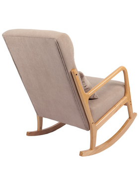 Κουνιστή Πολυθρόνα Edeldy Pakoworld Γκρι-Μπεζ Ύφασμα με Πόδι σε Φυσική Απόχρωση 102x66x99εκ