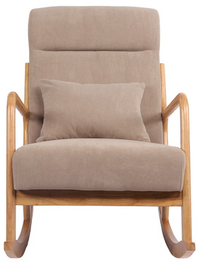 Κουνιστή Πολυθρόνα Edeldy Pakoworld Γκρι-Μπεζ Ύφασμα με Πόδι σε Φυσική Απόχρωση 102x66x99εκ