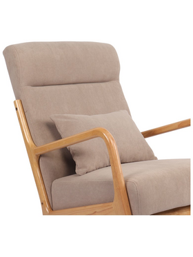 Κουνιστή Πολυθρόνα Edeldy Pakoworld Γκρι-Μπεζ Ύφασμα με Πόδι σε Φυσική Απόχρωση 102x66x99εκ