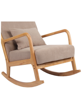 Κουνιστή Πολυθρόνα Edeldy Pakoworld Γκρι-Μπεζ Ύφασμα με Πόδι σε Φυσική Απόχρωση 102x66x99εκ