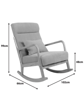 Κουνιστή Πολυθρόνα Edeldy Pakoworld Γκρι-Μπεζ Ύφασμα με Πόδι σε Φυσική Απόχρωση 102x66x99εκ