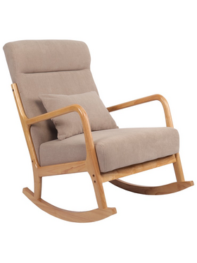 Κουνιστή Πολυθρόνα Edeldy Pakoworld Γκρι-Μπεζ Ύφασμα με Πόδι σε Φυσική Απόχρωση 102x66x99εκ