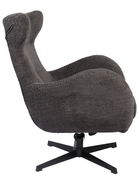 Πολυθρόνα Zefrina Pakoworld Περιστρεφόμενη Ανθρακί Ύφασμα με Βάση σε Μαύρη Απόχρωση 82x77x99εκ