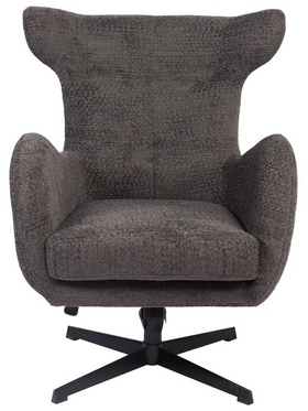 Πολυθρόνα Zefrina Pakoworld Περιστρεφόμενη Ανθρακί Ύφασμα με Βάση σε Μαύρη Απόχρωση 82x77x99εκ