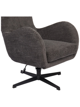 Πολυθρόνα Zefrina Pakoworld Περιστρεφόμενη Ανθρακί Ύφασμα με Βάση σε Μαύρη Απόχρωση 82x77x99εκ
