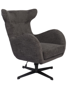 Πολυθρόνα Zefrina Pakoworld Περιστρεφόμενη Ανθρακί Ύφασμα με Βάση σε Μαύρη Απόχρωση 82x77x99εκ