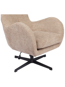 Πολυθρόνα Zefrina Pakoworld Περιστρεφόμενη Μπεζ Ύφασμα με Βάση σε Μαύρη Απόχρωση 82x77x99εκ