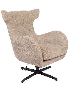 Πολυθρόνα Zefrina Pakoworld Περιστρεφόμενη Μπεζ Ύφασμα με Βάση σε Μαύρη Απόχρωση 82x77x99εκ
