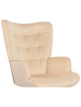 Πολυθρόνα-Μπερζέρα Lobima Pakoworld Περιστρεφόμενη Κρεμ Βελούδο με Βάση σε Μαύρη Απόχρωση 71x68x104εκ