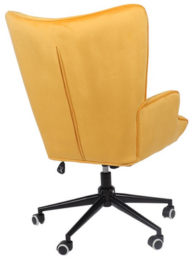 Πολυθρόνα-Μπερζέρα Lobima Pakoworld Περιστρεφόμενη Κίτρινο Βελούδο με Βάση σε Μαύρη Απόχρωση 71x68x104εκ