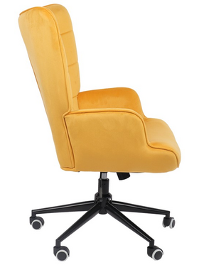 Πολυθρόνα-Μπερζέρα Lobima Pakoworld Περιστρεφόμενη Κίτρινο Βελούδο με Βάση σε Μαύρη Απόχρωση 71x68x104εκ