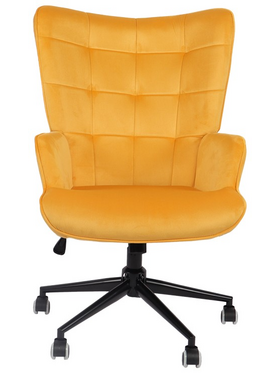 Πολυθρόνα-Μπερζέρα Lobima Pakoworld Περιστρεφόμενη Κίτρινο Βελούδο με Βάση σε Μαύρη Απόχρωση 71x68x104εκ