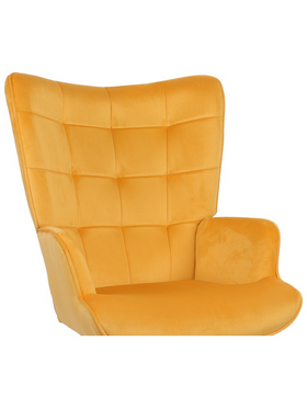 Πολυθρόνα-Μπερζέρα Lobima Pakoworld Περιστρεφόμενη Κίτρινο Βελούδο με Βάση σε Μαύρη Απόχρωση 71x68x104εκ