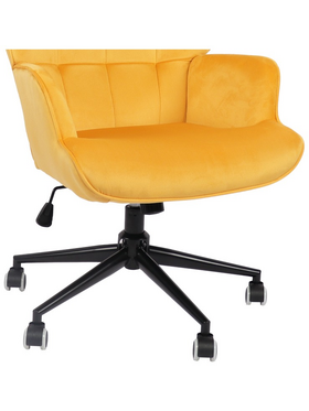 Πολυθρόνα-Μπερζέρα Lobima Pakoworld Περιστρεφόμενη Κίτρινο Βελούδο με Βάση σε Μαύρη Απόχρωση 71x68x104εκ