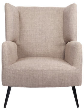 Πολυθρόνα Mareta Pakoworld Γκρι-Μπεζ Ύφασμα με Πόδι σε Μαύρη Απόχρωση 83x80x99εκ