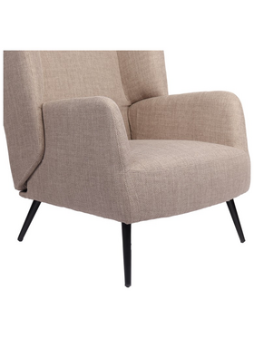 Πολυθρόνα Mareta Pakoworld Γκρι-Μπεζ Ύφασμα με Πόδι σε Μαύρη Απόχρωση 83x80x99εκ