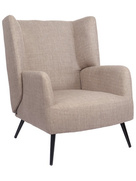 Πολυθρόνα Mareta Pakoworld Γκρι-Μπεζ Ύφασμα με Πόδι σε Μαύρη Απόχρωση 83x80x99εκ