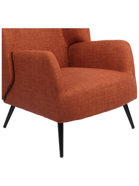 Πολυθρόνα Mareta Pakoworld Terracotta Ύφασμα με Πόδι σε Μαύρη Απόχρωση 83x80x99εκ