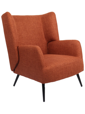 Πολυθρόνα Mareta Pakoworld Terracotta Ύφασμα με Πόδι σε Μαύρη Απόχρωση 83x80x99εκ
