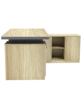 Γραφείο Επαγγελματικό Lotus Pakoworld με Δεξιά Γωνία σε Φυσική-Ανθρακί Απόχρωση  200x160x76εκ