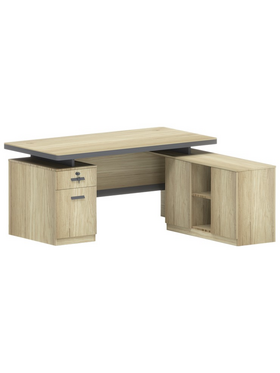 Γραφείο Επαγγελματικό Lotus Pakoworld με Δεξιά Γωνία σε Φυσική-Ανθρακί Απόχρωση  200x160x76εκ